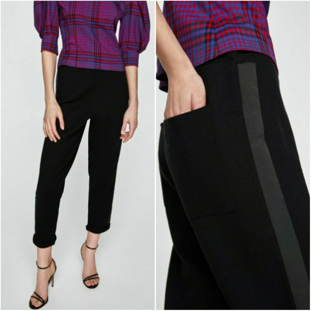 ZARA // knit joggers ribbon sides stripe - Picture 3 of 8